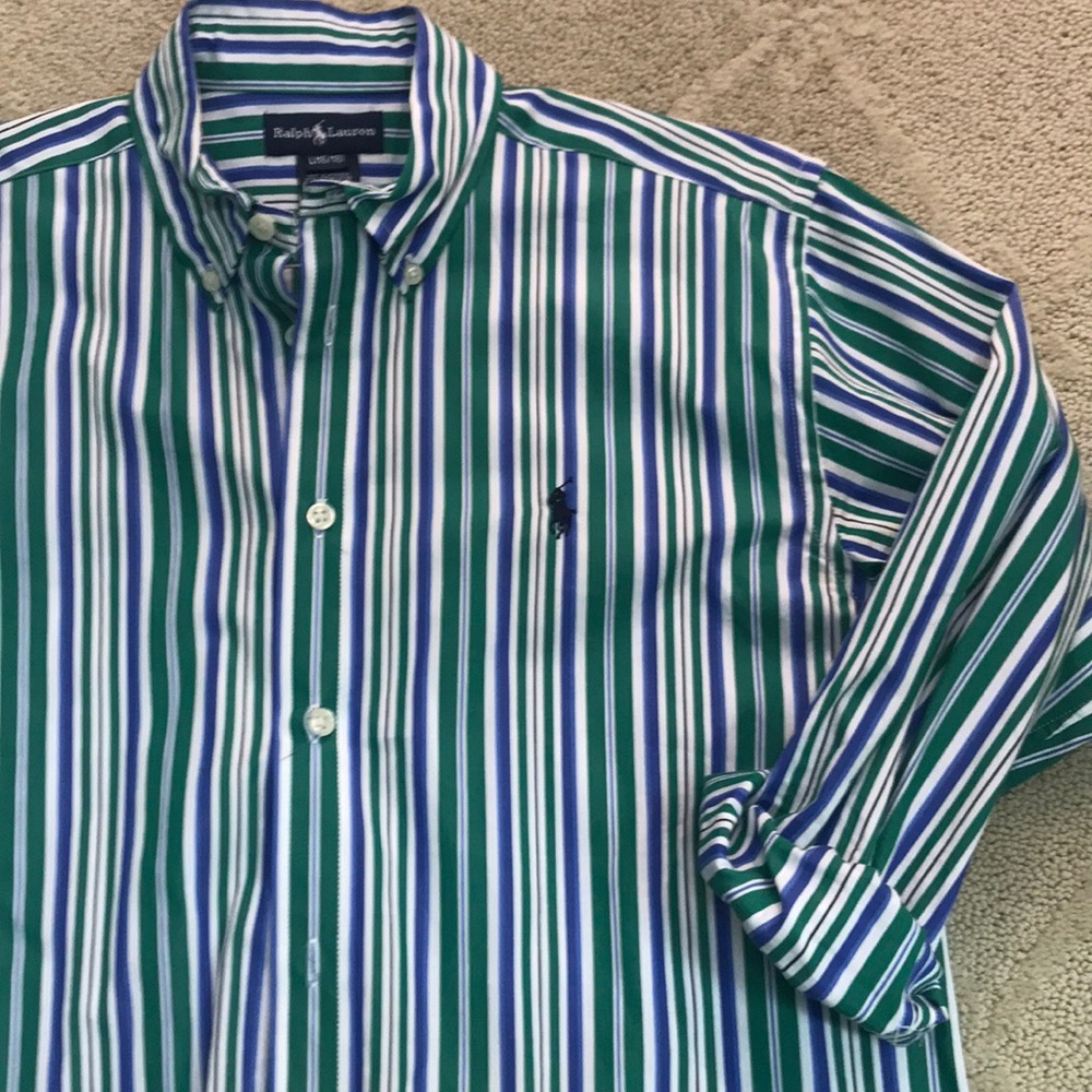 Ralph Lauren long sleeved striped shirt. Boys L